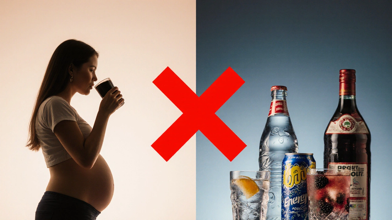 Přechod těhotné ženy od kávy k bezpečným nápojům s vyloučením nebezpečných látek.