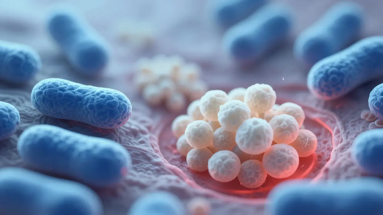 Mikroskopický pohled na pochvu: zdravé bakterie potlačují přebytečné kvasinky.