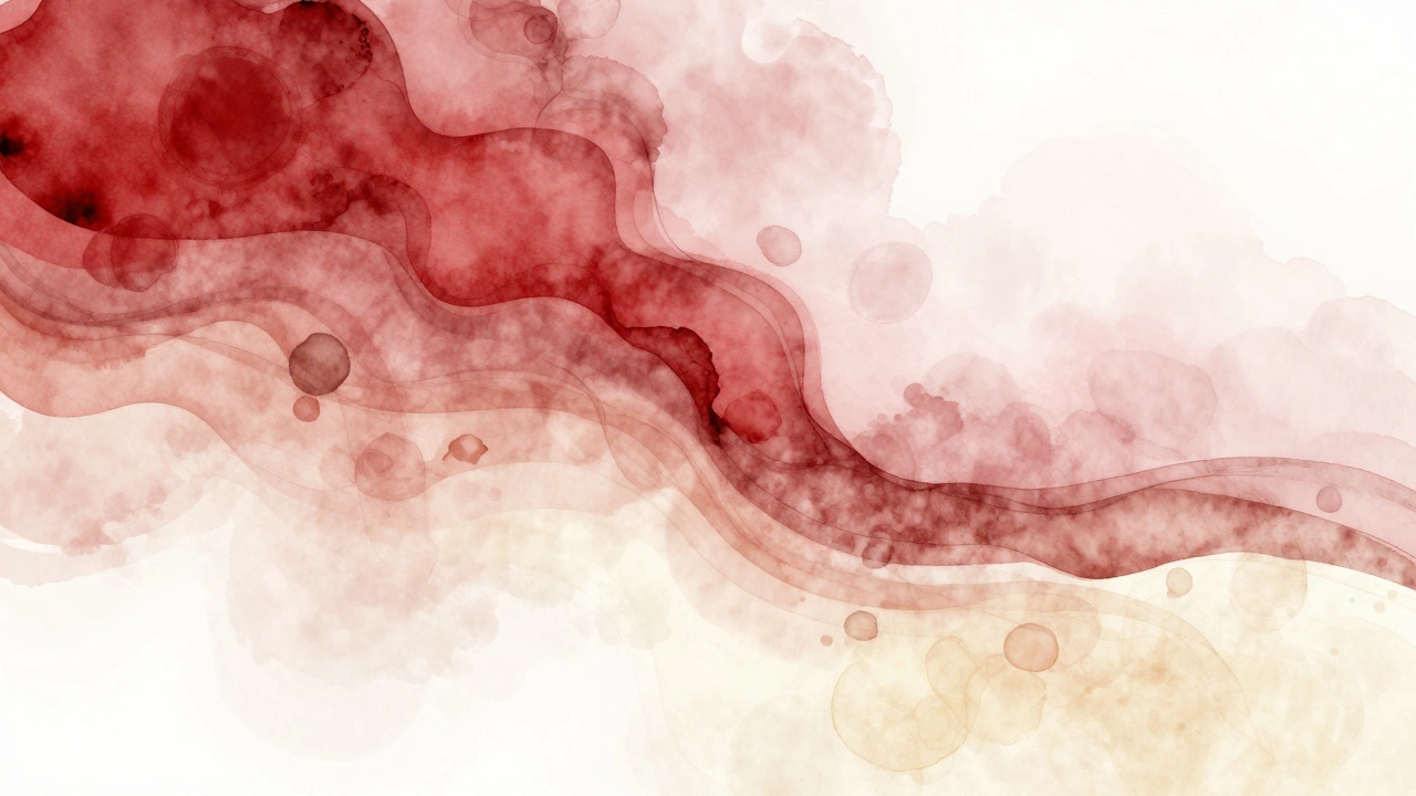 Tři fáze lochie v barevném proudu: červená, růžová a bílá, abstraktně znázorněné.