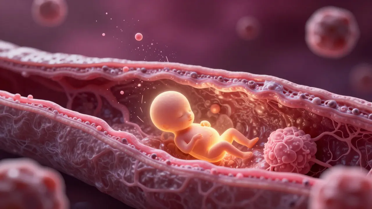 3D vizualizace vnoření embrya do sliznice dělohy