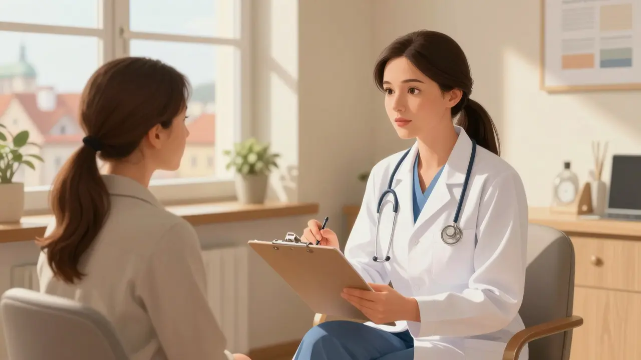 Gynekoložka v soukromé ordinaci vysvětluje možnosti ochrany pacientce