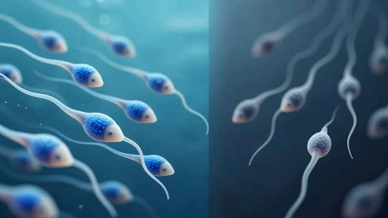 Vizualizace kvality spermií při různé délce abstinence