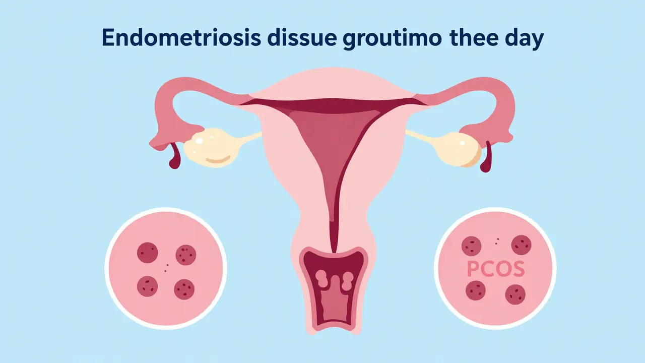 Ilustrace ženské neplodnosti: endometrióza, polypy, PCOS