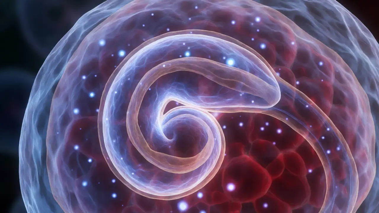 Umělecké zobrazení vývoje neurální trubice obklopené vitamíny